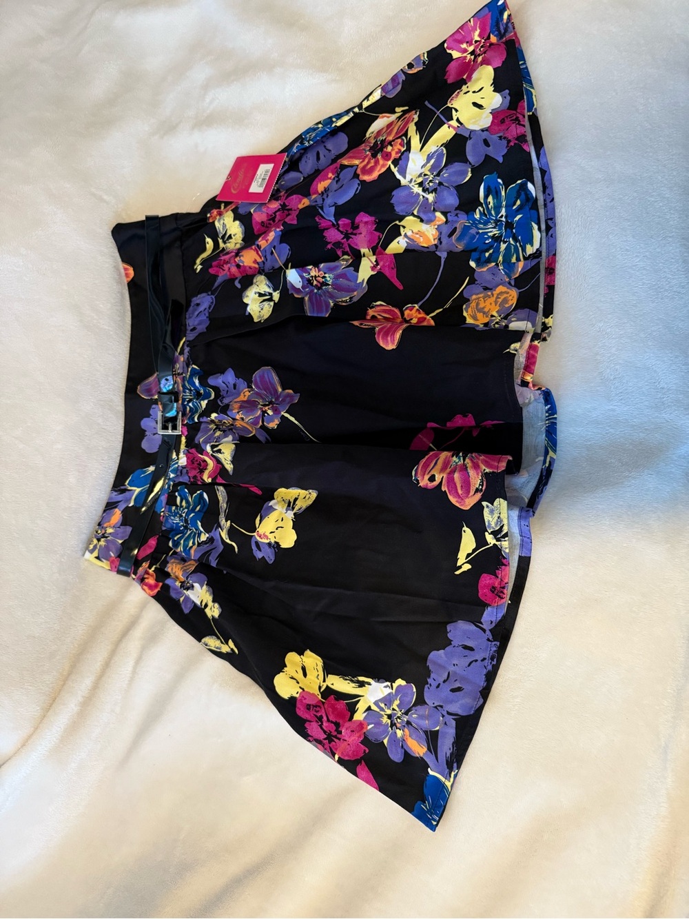 Candie's Black Skirt with Bright Floral Pop